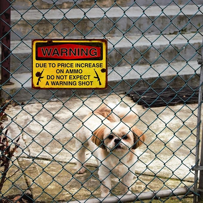 Funny No Trespassing Sign, Metal Warning Tin Signs, not Expect a Warning Shot, Yard Sign Garage Farm Garden Wall Decor Sign Plaque Outdoor for Home Fence 8 X 12 Inches