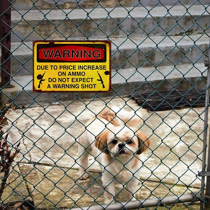 Funny No Trespassing Sign, Metal Warning Tin Signs, not Expect a Warning Shot, Yard Sign Garage Farm Garden Wall Decor Sign Plaque Outdoor for Home Fence 8 X 12 Inches