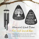 Memorial Gifts for Loss of Loved one, 25''Memorial Wind Chimes of Sympathy Gifts for Loss of Love one,Condolence/Bereavement/Remembrance Gift,Windchime in Memory,Funeral Decor for Garden Outside,Black