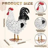 Zhengmy Metal Rooster Garden Statue Lifelike Colorful Metal Rooster Yard Decor Hand-Painted Iron Chicken Sculpture for Patio Lawn Backyard Farmhouse Outdoor Indoor Decoration(White and Black)