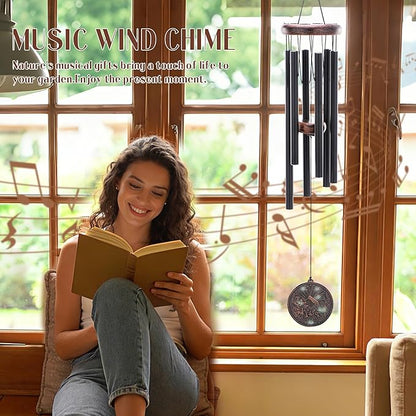 Wind Chimes for Outside - Vintage Hummingbird Deep Tone Windchimes with Greeting Card Indoor Outdoor Patio Garden Yard Balcony Hanging Decor Memorial Birthday Gifts for Women Men Mom Dad
