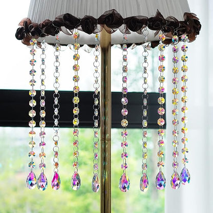 KANPURA Pack of 10 Teardrop Crystals Garland,Crystal Teardrop Chandelier Replacement,Hanging Glass Crystals for Chandelier, Christmas Tree, Home Decor(AB)