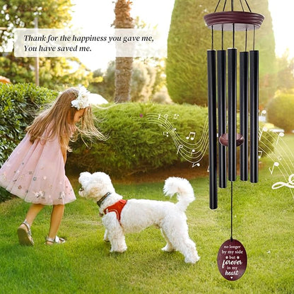 Pet Memorial Wind Chime, Dog Memorial Wind Chimes for Loss of Dog, Tuned Aluminum Tubes in G Scale, Wooden Top, Sympathy Pet Loss Gifts for Garden Patio – Forever in My Heart
