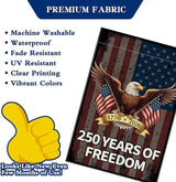 250 Years America Garden Flag, 250th Anniversary USA Banner 4th of July Patriotic Freedom Yard Sign Double-Sided Waterproof 1776-2026 Commemorative Flag 12x18 Inch