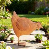 Rooster Garden Statue Decorations,Outdoor Sculpture Chicken Farm Animals Decoration,11.8" Rusty Chicken Decor for Patio Lawn Backyard Yard,Vintage Rustic Chicken Figurine Animal Ornaments