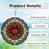 Green Mandala Wind Spinners Outdoor, Hanging Wind Spinner for Garden Decoration, 8 inch 3D Stainless Steel Metal Wind Sculpture for Indoor/Outdoor Decor