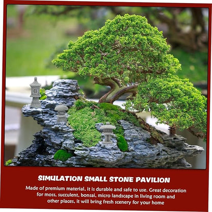 Milisten 3Pcs Pavilion Shaped Garden Decor Outdoor Micro Landscaping Ornament Weather Resistant Statues for Garden Balcony Unique Home Office Decoration