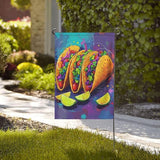 Colorful Tacos With Limes Garden Flag Double Sided Flags For Room Outside Yard Flag Outdoor Banner Wall Art Hanging 28"X40"