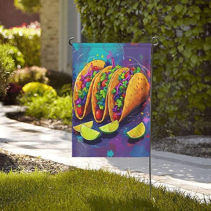 Colorful Tacos With Limes Garden Flag Double Sided Flags For Room Outside Yard Flag Outdoor Banner Wall Art Hanging 12.5"X18"