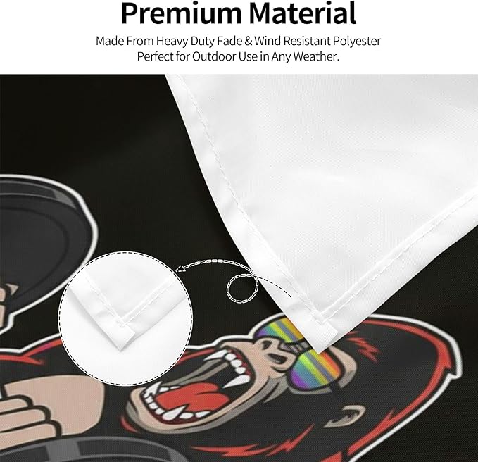 Gorilla Flag Outdoor Heavy Duty Gym Banner Double Sided 3x5 Ft Fitness Workout Flags with Brass Grommets for Room Decor, Bedroom, Garden, House Decoration
