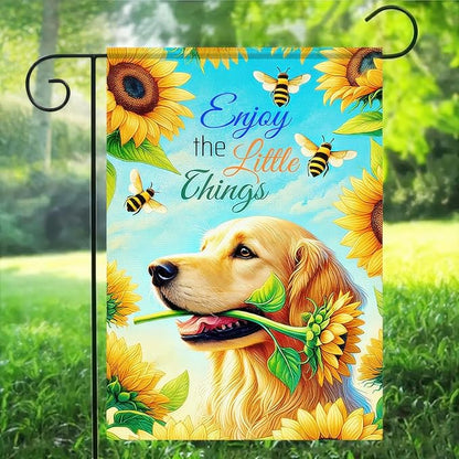 BlissYard Golden Retriever Garden Flag 12x18 Inch Double Sided Yard Banner with Sunflower and Bee Design Spring Summer Farmhouse Outdoor Lawn Porch Decoration