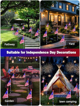 8 Pack Solar American Flag Lights Outdoor, 4th of July Decorations Outdoor, Waterproof Solar Flag Patriotic Lights for Yard, Garden, Pathway, Independence Day, 250th Anniversary (Red White and Blue)