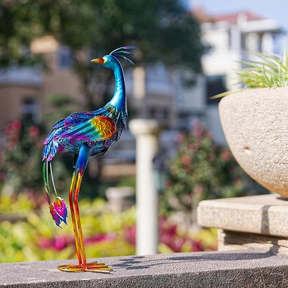 Metal Peacock Garden Decor Outdoor Statue, Peacock Yard Art Sculptures Outside Decoration for Home Patio Lawn Backyard, Gift for Women Moms Grandma