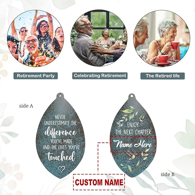 ASTARIN Personalized Retirement Wind Chimes for Women, Custom Retire Gifts for Friend Boss Colleagues Neighbors Grandfather Grandmother, Happy Retirement Going Away Ideas(Produced in USA)