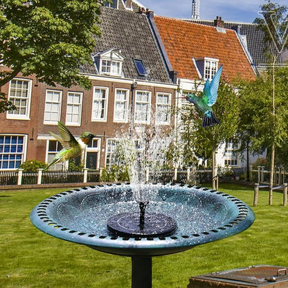 Upgraded Solar Bird Bath Fountains with 6 Nozzles, Free Standing Floating Solar Powered Water Fountain Pump for Bird Bath, Garden, Pond, Pool and Outdoor