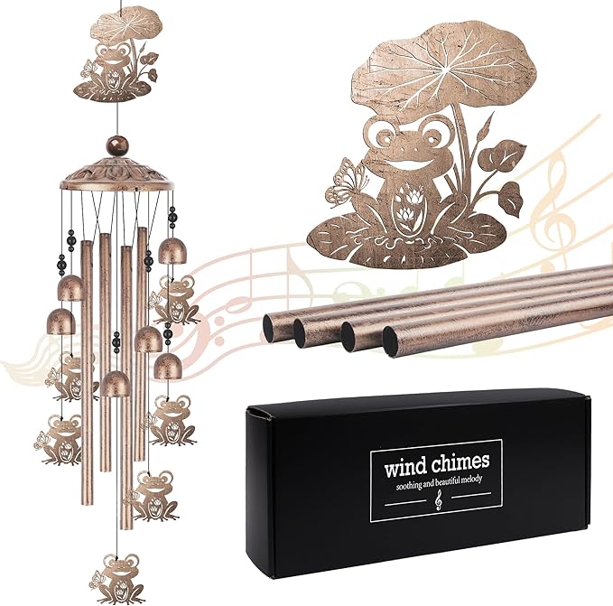 Romart Frog Wind Chimes for Outside, Frog Gifts for Women Men Mom Wife Grandma Birthday Sympathy Memorial Windchimes for Outdoors Indoors, Garden, Patio, Home, Porch, Yard Decorations
