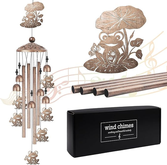 Romart Frog Wind Chimes for Outside, Frog Gifts for Women Men Mom Wife Grandma Birthday Sympathy Memorial Windchimes for Outdoors Indoors, Garden, Patio, Home, Porch, Yard Decorations