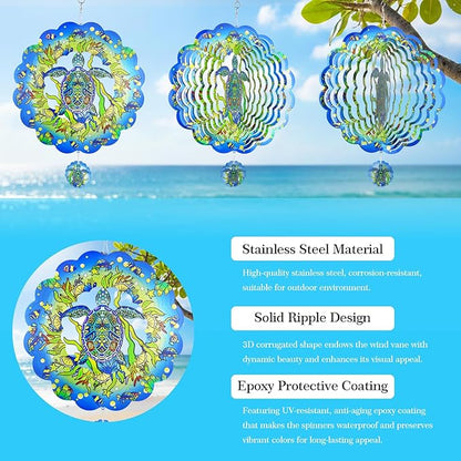 3D Wind Spinner, 12 inch 3D Kinetic Metal Garden Spinners, Rustproof Metal Garden Decor Yard Art, Wind Sculptures Ideal Gift for Homeowners & Garden Lovers