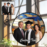 Personalized Custom Photo Boy Mom Stained Glass Window Hanging - Customized Ornaments Memorial Gifts Suncatchers Christmas Birthday Mother's Day for Lovers Women Men Dad Mom Grandma