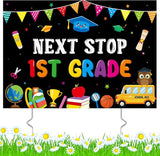 Class of 2026 Kindergarten Grad Yard Sign - Next Stop 1st Grade Graduate Lawn Sign with Stake Congrats Graduation Decorations Colorful Graduation Party Favors Supplies for Outdoor Photo Booth Props