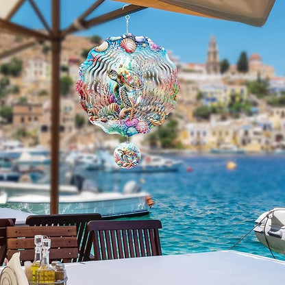 Metal Wind Spinners Outdoor - Sea Turtle Gifts 3D Hanging Wind Spinner Patio Lawn Garden Yard Decor 12 Inch Kinetic Spinning Ornaments Stainless Steel Art Sculpture Gift for Women Mom Grandma