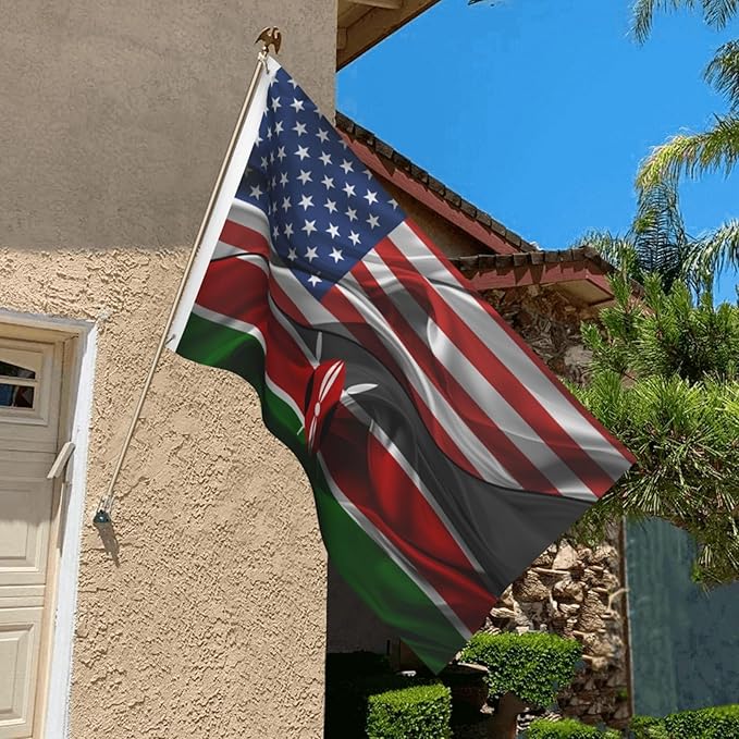Generic Flag 3x5 ft Vintage America Kenya Kenyan Flag Double Sided Banner Sign Large for Wall Bedroom Living Room Hanging Decoration House Home Yard Lawn Patio Dorm Outdoor Indoor Decor, Black