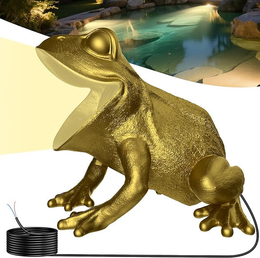 6W Brass Pond Light LED Underwater, 12V Low Voltage Frog Underwater Pond Light 2700K, IP68 Waterproof Submersible Ponds Lights for Outdoor Ponds Fountain Waterfall Water Feature, 26ft, 1 Pack