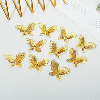10pcs Gold Butterfly Metal Hanging Suncatcher Parts Window Pendant DIY Ornament Hand-Crafts Gifts