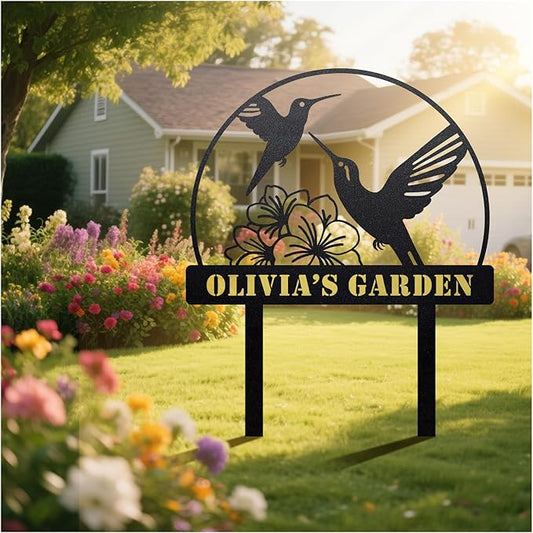 Startop Custom Metal Garden Sign with Stake: Personalized Outdoor Garden Decor - Durable Weatherproof Laser Cut Steel Yard Sign - Rustic Farmhouse Family Name Art for Lawn Patio Balcony & Farm A007