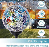 Solar Garden Lights Outdoor Decorative - Solar Gazing Ball Mosaic Garden Stakes Decorative Waterproof Outdoor Lights for Pathway Yard Lawn Decoration Multi