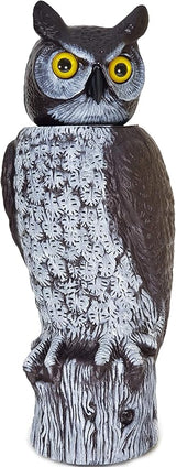 GARDENEER Dalen Rotating Head Great Horned Owl – 18" Life-Sized Garden Decoy – Bird & Pest Repellent – Weather-Resistant – Realistic, Hand-Painted Design – Outdoor Garden Scarecrow