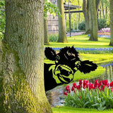 Farm Peeping Cow Metal Art Outdoor Decor Garden Fence Decoration, Farmhouse Backyard Hang Artwork Wall Decor, Outdoor Yard Patio Lawn Statue Gift for Loved Dad Grandpa (Cattle)