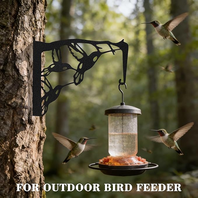 Hummingbird Plant Hanger Wall Hook, Metal Bird Feeder Hanger for Outdoors/Indoor, Plant Wall Hanger Bracket Holder, Window Plant & Wind Chime Hanger, Staghorn Fern, Patio Garden Home Decor