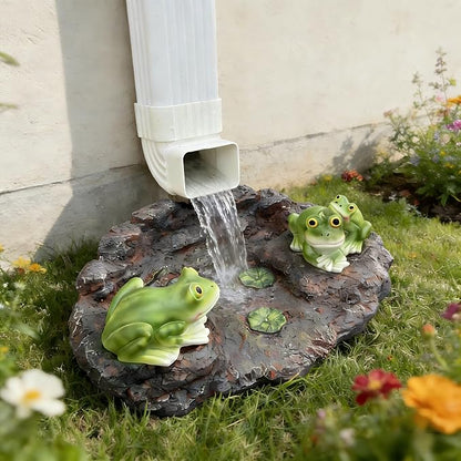 Gutter Splash Block Frog Statue Outdoor Garden Decor, Decorative of Gutter Downspout Rain Concrete Gutter Splash Block Diverter, Larger Stone Resin Gutter Downspout, 14" L x 9.5" W x 4" H
