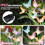 Weepong Solar Garden Lights 4 Pack Waterproof Decorative Solar Lights Outdoor with Glowing Stems,7-Color Changing ‎Fiber Optic Butterfly Light for Outside Yard Lawn Garden Decor, Gifts for Women