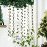 10pcs Crystal Garland Strands Crystal Lamp Beads Glass Loquat Prism Hanging Chandelier Beads Replacements Strings Christmas Wedding Decoration for Home Gold Pinning