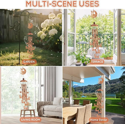 Moon Corgi Wind Chimes for Outside Metal Windchimes Corgi Gifts for Women Men Garden Decor for Patio Yard Memorial for Dog Lovers