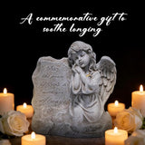 basen Memorial Angel Statue for Grave, Praying Child Angel Figurine with Engraved Message, Resin Cemetery Decoration for Outdoor Lawn Yard, Sympathy Gift, Remembrance Garden Decor
