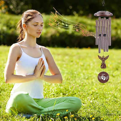 Miscarriage Sympathy Gifts for Mothers, Wind Chimes for Outside, Memorial Wind Chimes with Angel Charm and Sympathy Card for Baby Loss Gifts for Mom Garden Patio Porch