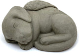 Sleeping Dog w/Wings: Durable Solid Stone Statue. Perfect Home Décor & Sealed for Outdoors. Handcrafted USA. (Antique/Gray)