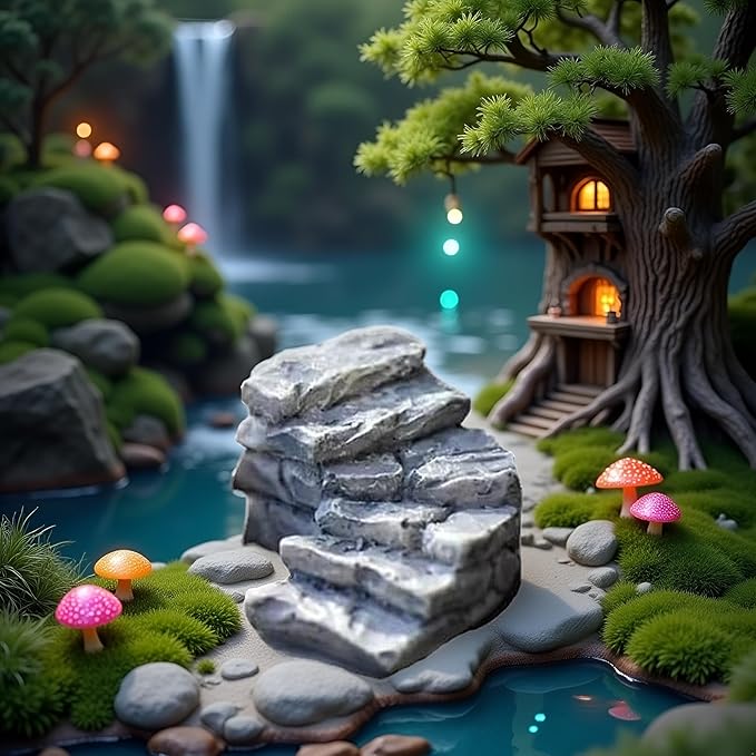 1 Pc Miniature Stone Steps Figurines Fairy Garden Ornaments, Miniature Stairs Accessories Micro Landscape Decoration Garden Sculptures and Statues(2.6 inch)
