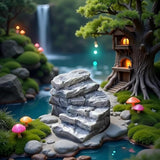 1 Pc Miniature Stone Steps Figurines Fairy Garden Ornaments, Miniature Stairs Accessories Micro Landscape Decoration Garden Sculptures and Statues(2.6 inch)