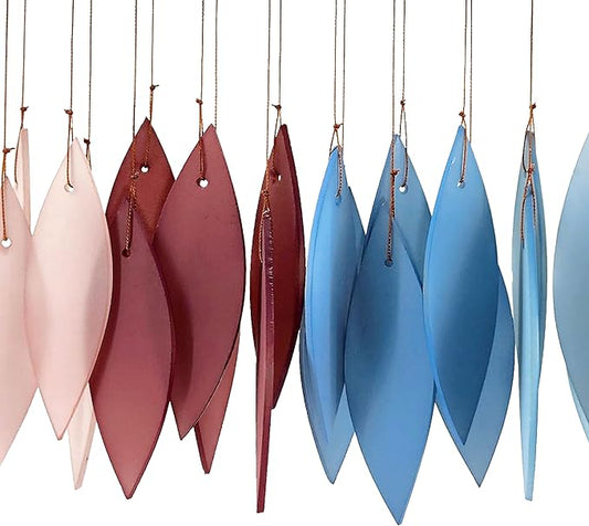 Blue Handworks New England Harbor Glass Chime, Sandblasted Glass and Found Wood Handcrafted Wind Chime
