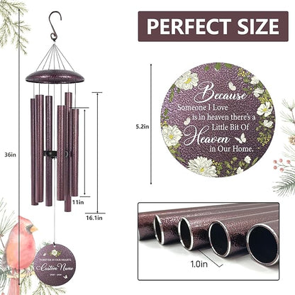 Memorial Wind Chimes Personalized, Memorial Gifts for Loss of Loved One Mother Father, Sympathy Wind Chime for Bereavement Remembrance Condolences