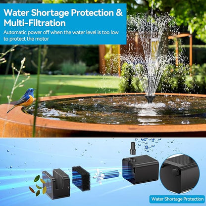 POPOSOAP 8W Solar Fountain Pump with 3000mAh Battery Backup & 12W Solar Fountain Pump for Fish Pond, Wildlife Garden, Ponds, Waterfall, Hydroponics