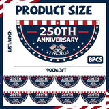 8Pcs 1.5x3 Ft 250th Anniversary USA Flag Bunting 1776-2026 Birthday Fan Flag Decoration Patriotic Stars 250 Years Anniversary Yard Signs for 4th of July Memorial Day Indoor Outdoor Porch Hanging Decor