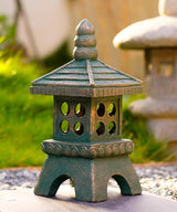 Nacome Solar Pagoda Garden Statues:15.7 inches Outdoor Waterproof Resin Zen Decor for Landscape Balcony Patio Porch Yard Ornament(Bronze)