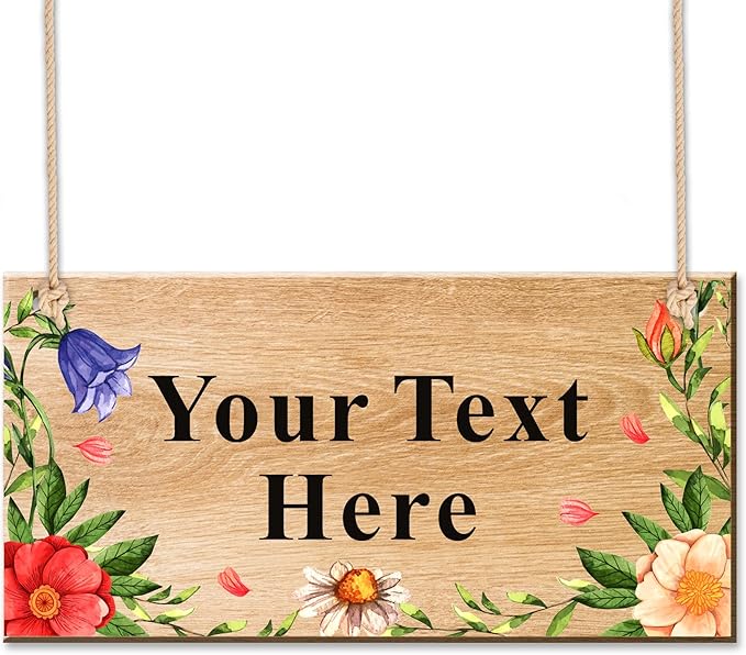 EDSG Personalized Signs Wooden Welcome Sign Custom Door Sign Personalized Plaque Yard Signs Garden Signs for Outside Hanging Wall Sign Home Decor(Design 1)