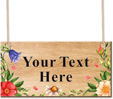 EDSG Personalized Signs Wooden Welcome Sign Custom Door Sign Personalized Plaque Yard Signs Garden Signs for Outside Hanging Wall Sign Home Decor(Design 1)