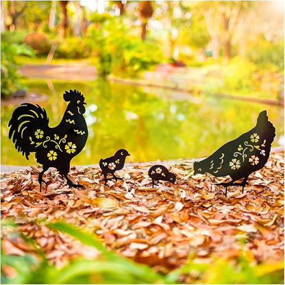 Chicken Metal Garden Stakes Decorative Chicken Gifts for Women/Men,Black Silhouette Statues for Yard Art,Outdoor Decor,Outside,Patio,Lawn Ornaments,Garden Decorations